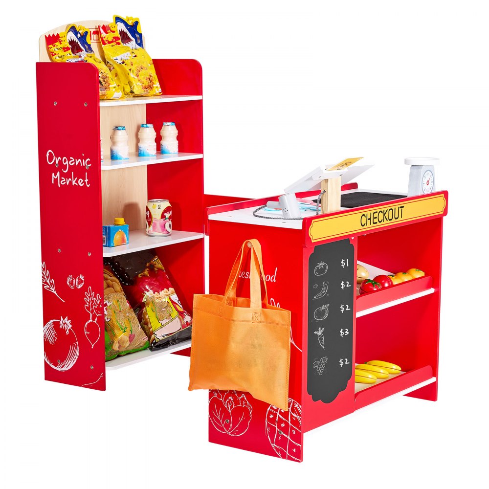 Kids Grocery Store Playset Supermarket Play Toy Set with Cash Register