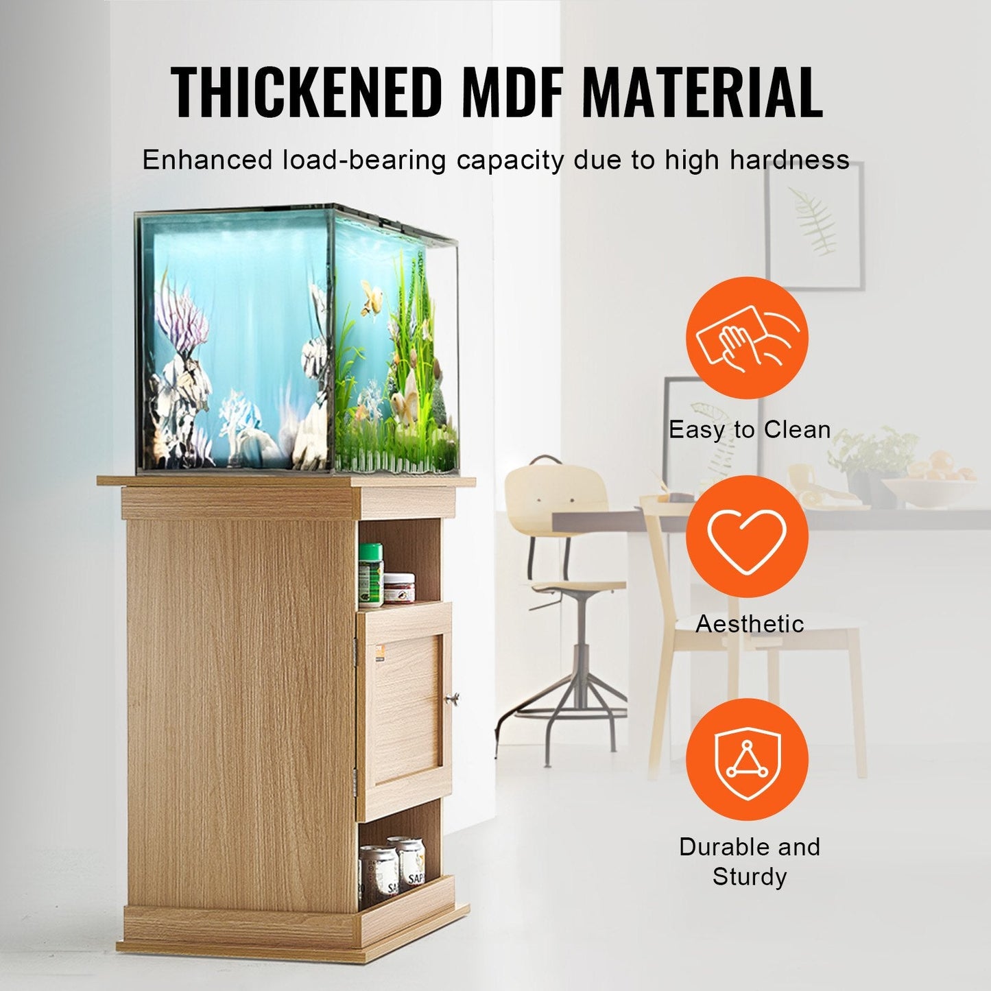 20 Gallon Aquarium & Reptile Tank Stand, MDF, 0.64 x 0.4 x 0.72m, 76kg Capacity