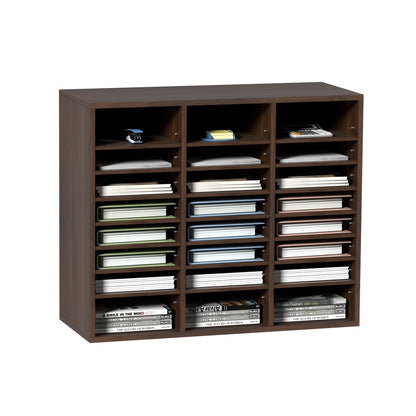 Wooden Literature Organizer with 24 Adjustable Compartments, 10 kg Capacity
