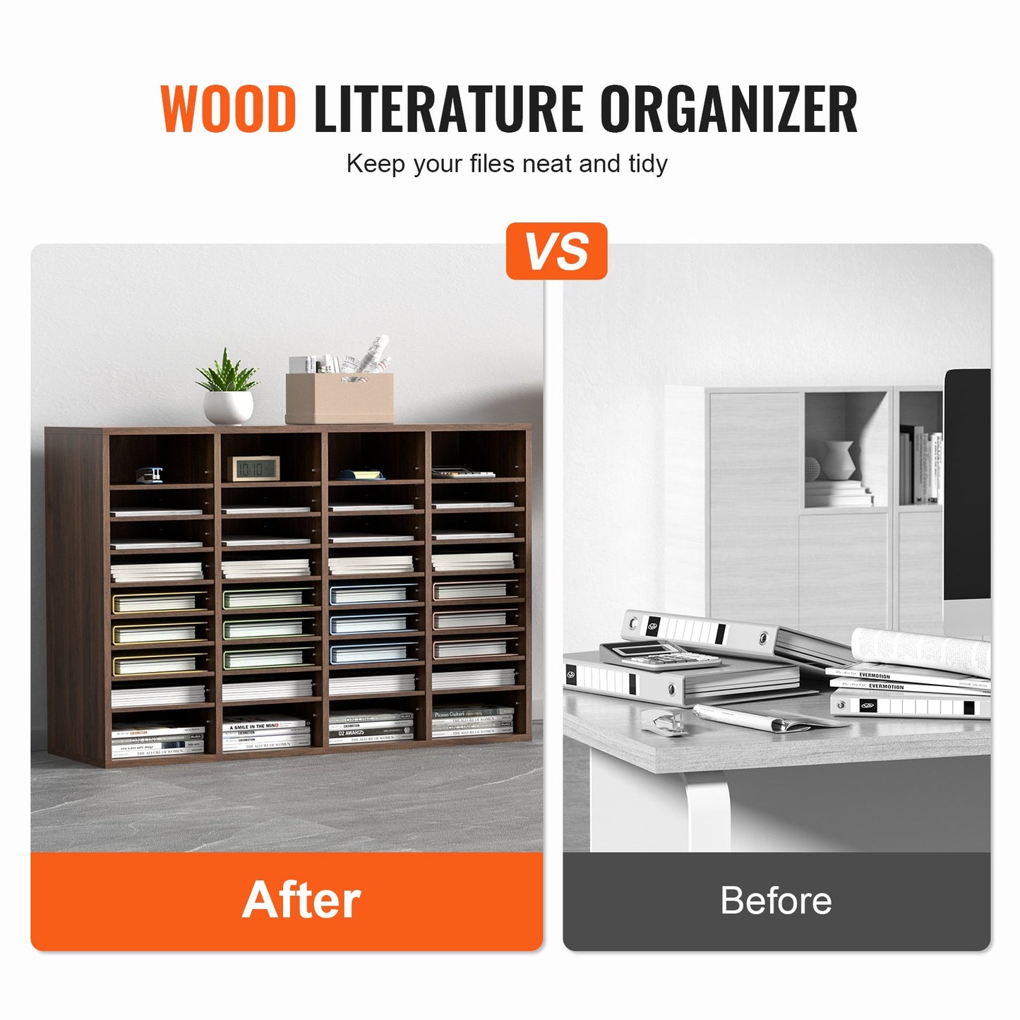 VEVOR Literature Organizers, 36 Compartments Office Mailbox with Adjustable Shelves,
