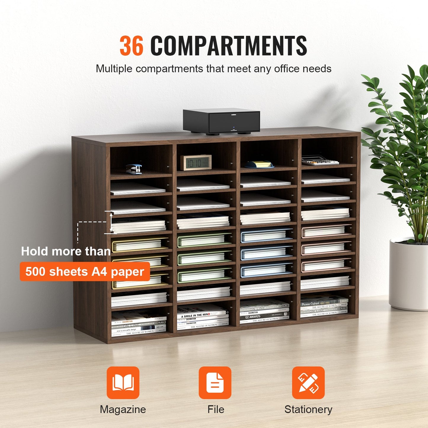 VEVOR Literature Organizers, 36 Compartments Office Mailbox with Adjustable Shelves,