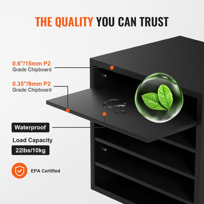 VEVOR Wood Literature Organizer Adjustable File Sorter 5 Compartments Black