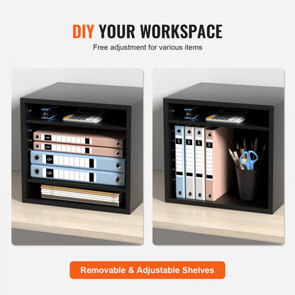 VEVOR Wood Literature Organizer Adjustable File Sorter 5 Compartments Black