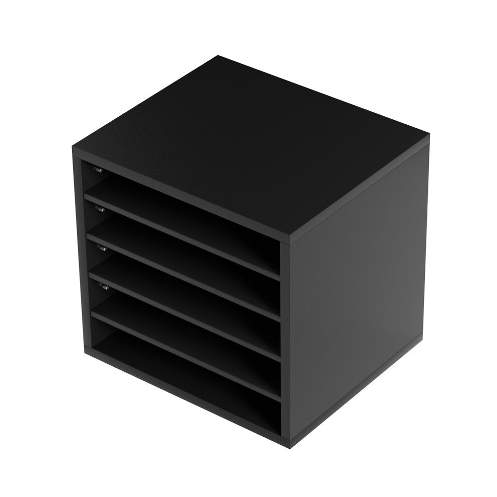 VEVOR Wood Literature Organizer Adjustable File Sorter 5 Compartments Black