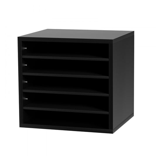 VEVOR Wood Literature Organizer Adjustable File Sorter 5 Compartments Black