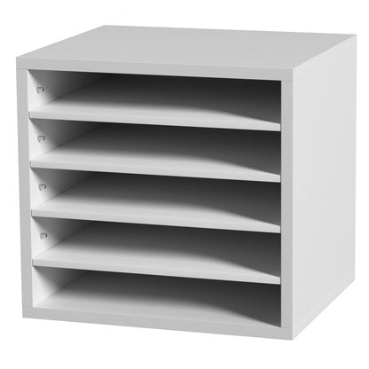VEVOR Wood Literature Organizer Adjustable File Sorter 5 Compartments White