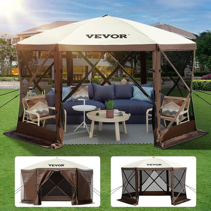 Hexagonal Pop-up Camping Gazebo with Sun Shade, 3.05m x 3.05m, for 8 People
