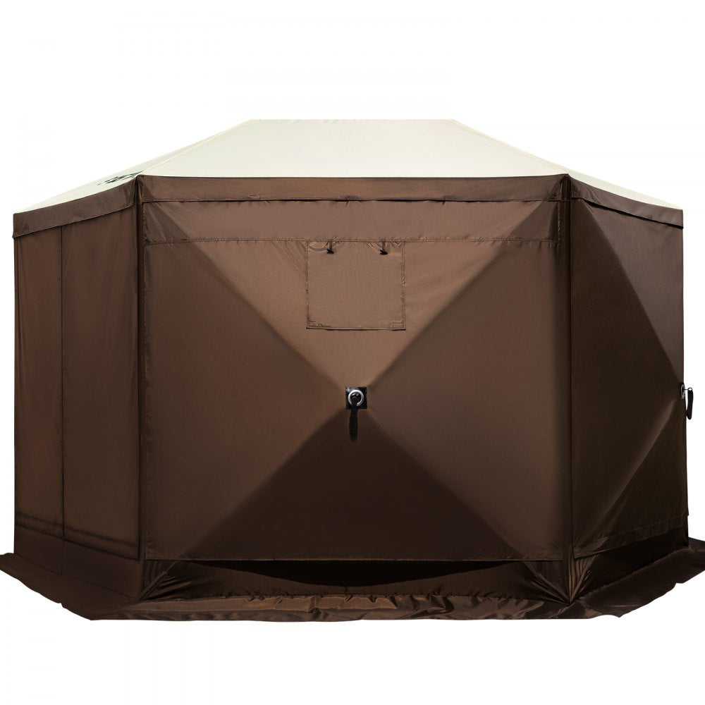 VEVOR Pop-up Camping Gazebo Camping Canopy Shelter 6 Sided 12' x 12' Sun Shade