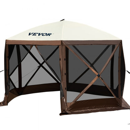 VEVOR Pop-up Camping Gazebo Camping Canopy Shelter 6 Sided 12' x 12' Sun Shade