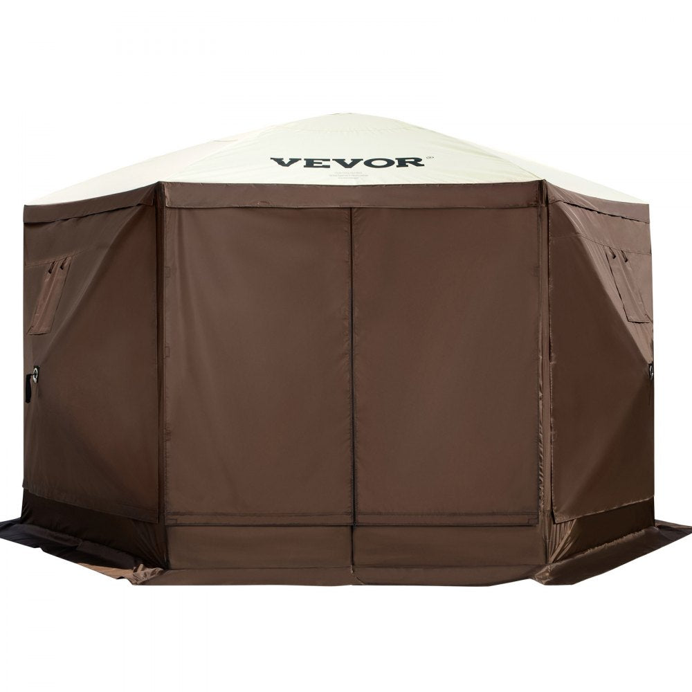 VEVOR Pop-up Camping Gazebo Camping Canopy Shelter 6 Sided 12' x 12' Sun Shade