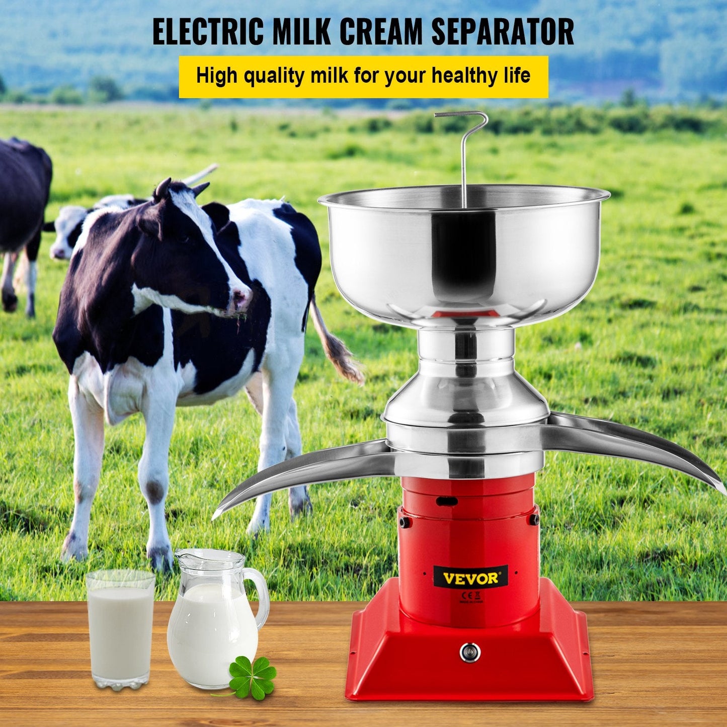 Electric Centrifugal Cream Separator, 100L/h, 10,500 RPM, Stainless Steel