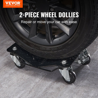 Heavy Duty Car Tire Dolly Set, 2 PCS, 1360 kg Capacity, Easy Maneuverability
