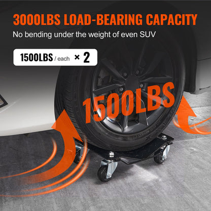 Heavy Duty Car Tire Dolly Set, 2 PCS, 1360 kg Capacity, Easy Maneuverability