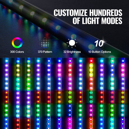 2 LED Whip Lights 1.2m with Remote & App Control, Waterproof for Off-Road Use