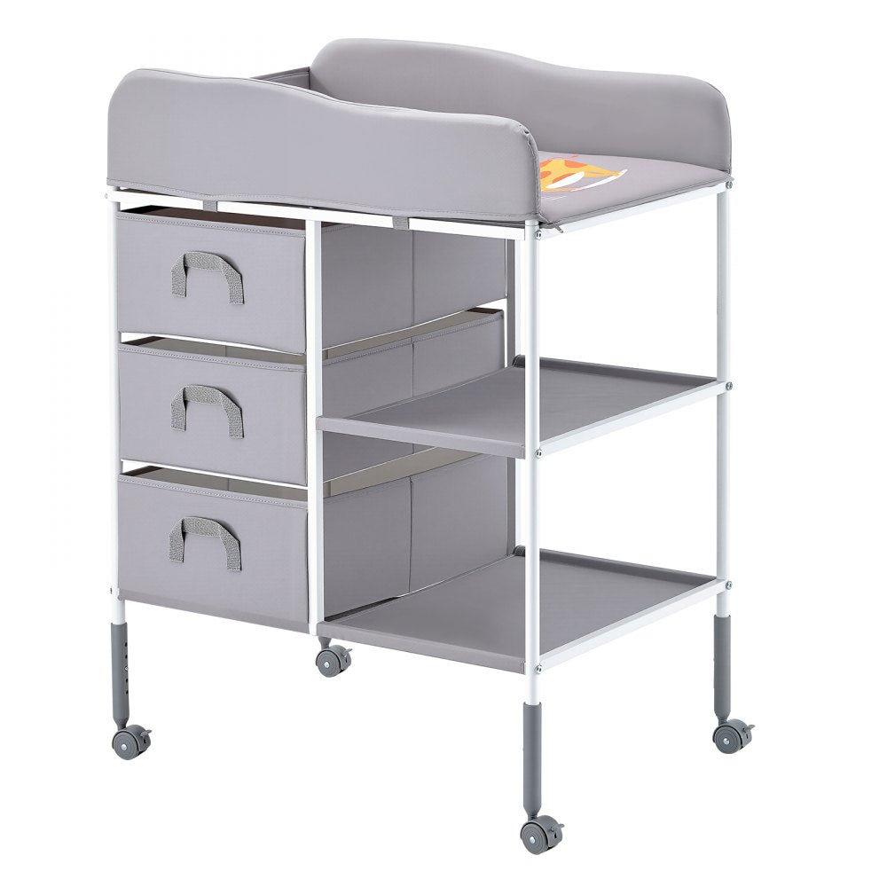 VEVOR Baby Changing Table Portable Diaper Change Station with 3 Drawers & Wheels