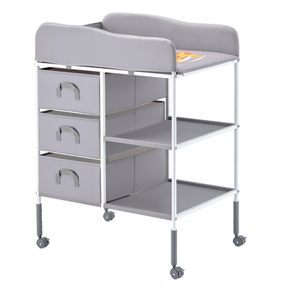 VEVOR Baby Changing Table Portable Diaper Change Station with 3 Drawers & Wheels