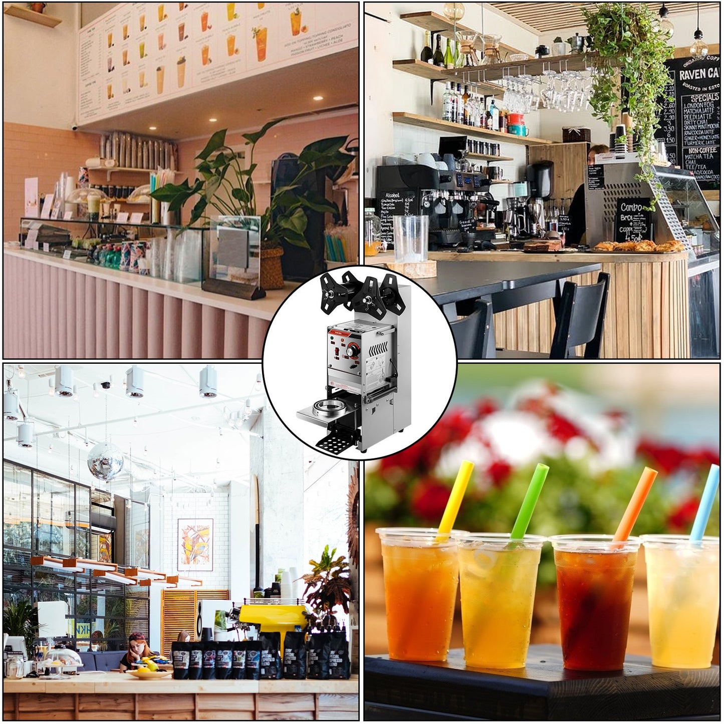 VEVOR Semi-automatic Bubble Tea Cup Sealer Sealing Machine 300-500 Cup/h