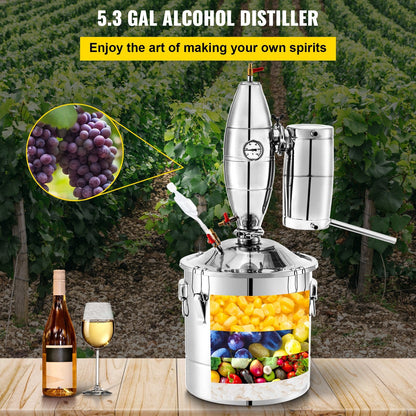 20L Alcohol Distiller with Two-Stage Condenser and Rectifying Tower