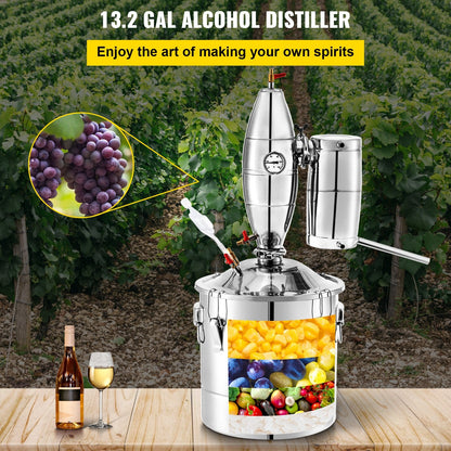 13.2 Gallon Alcohol Distiller with Rectifying Tower and Two-Stage Condenser