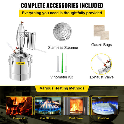 70L Whiskey Distillery Kit with Thermometer & Fermentation Tank, 10.5kg