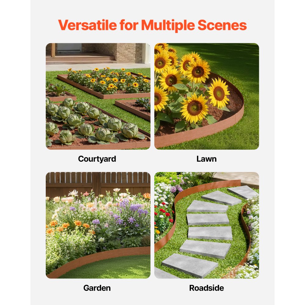 VEVOR Steel Landscape Edging 10 Packs 40 x 4.5in Weather-Resistant for Yard Lawn
