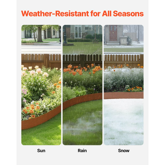Weather-Resistant Steel Landscape Edging 6 Packs 1016 x 203.2 mm for Yard Garden