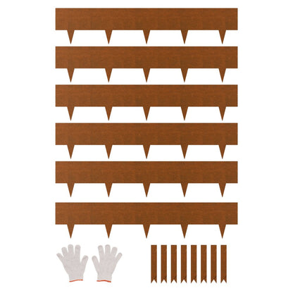 Weather-Resistant Steel Landscape Edging 6 Packs 1016 x 203.2 mm for Yard Garden