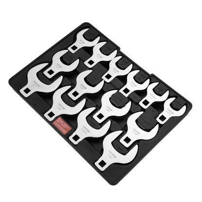 14-Piece SAE Crowfoot Wrench Set, 1/2" Drive, 1.07m-5.08m, with Storage Tray
