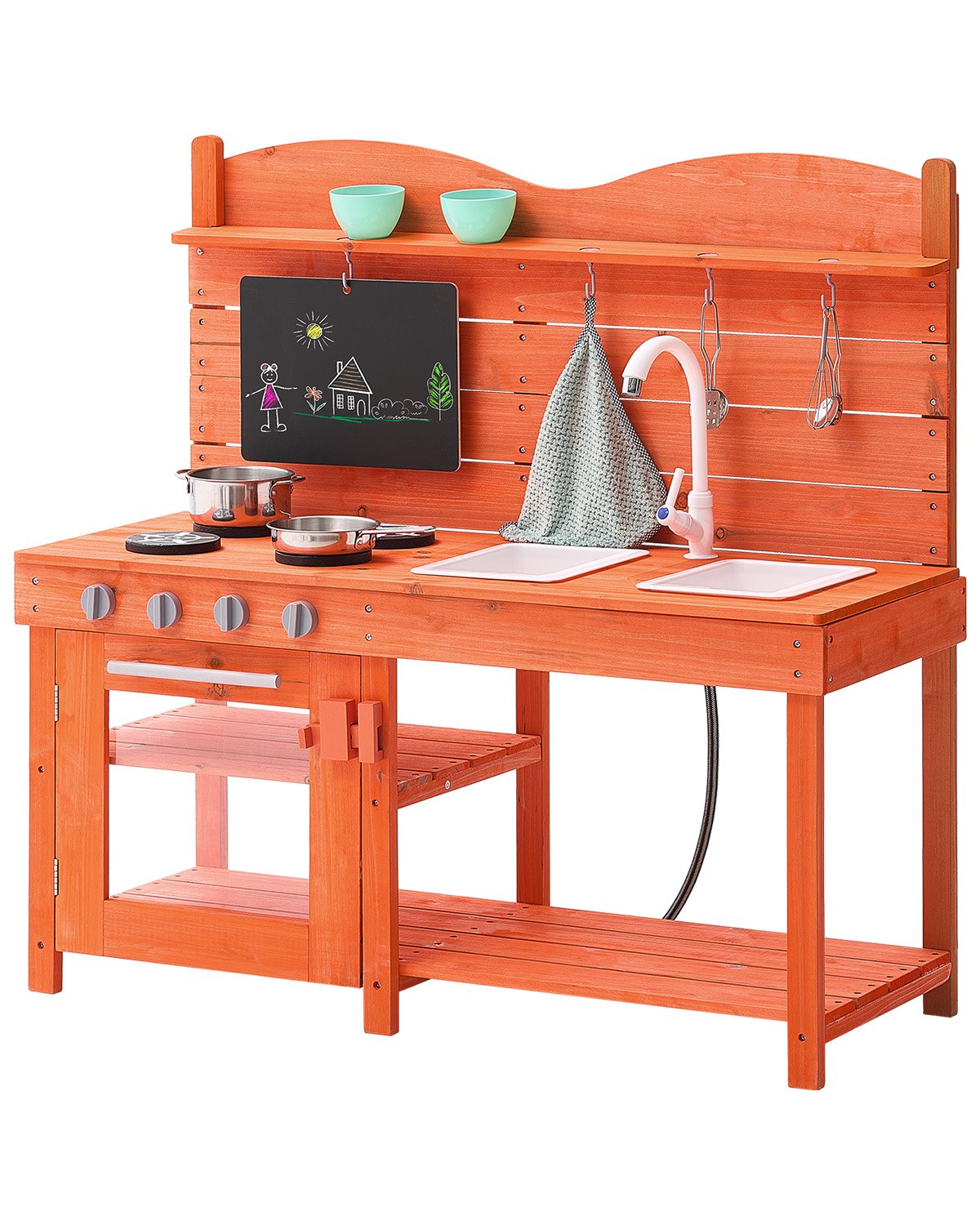 Outdoor Wooden Mud Kitchen Set for Kids with Realistic Play Features