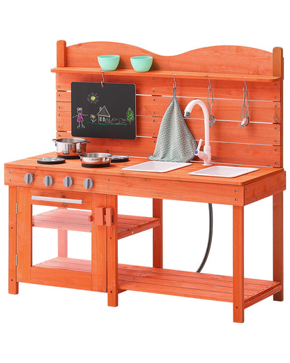 Outdoor Wooden Mud Kitchen Set for Kids with Realistic Play Features