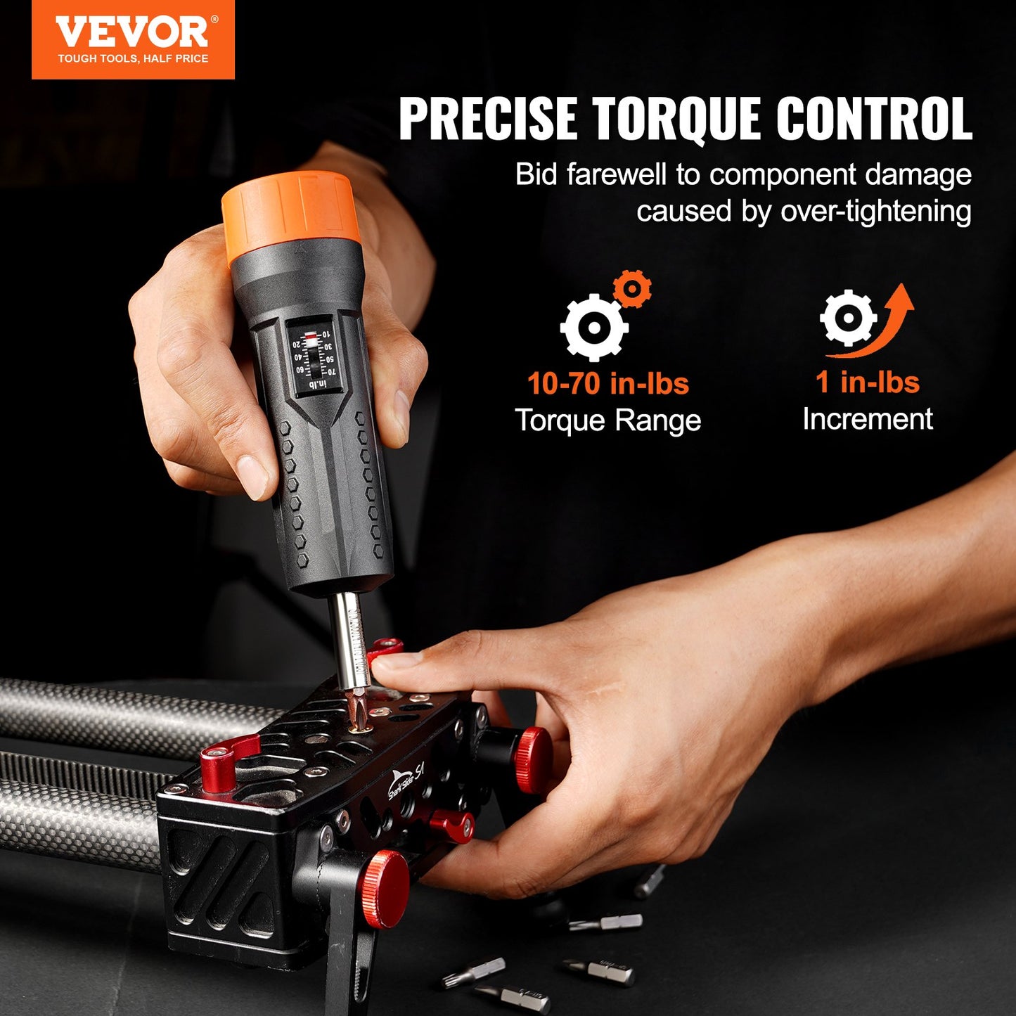 VEVOR 1/4" Drive Torque Screwdriver Wrench Set | 10-70 in-lbs Torque Adjustment