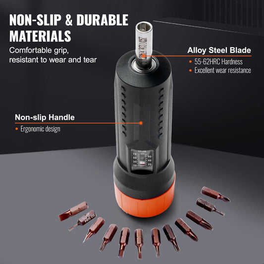 Adjustable Torque Screwdriver Set with Magnetic Bits, 1.13-7.91 N.m Range