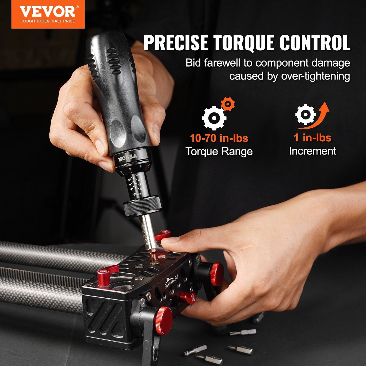 Adjustable Torque Screwdriver, 1/4" Drive with 1.13-7.91 N.m Range, 0.75 kg
