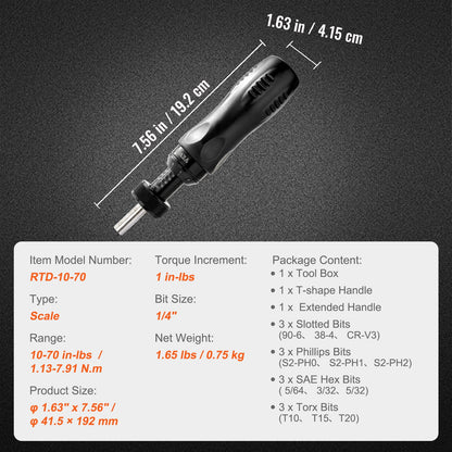 VEVOR Torque Screwdriver, 1/4" Drive Screwdriver Torque Wrench, Electrician Torque