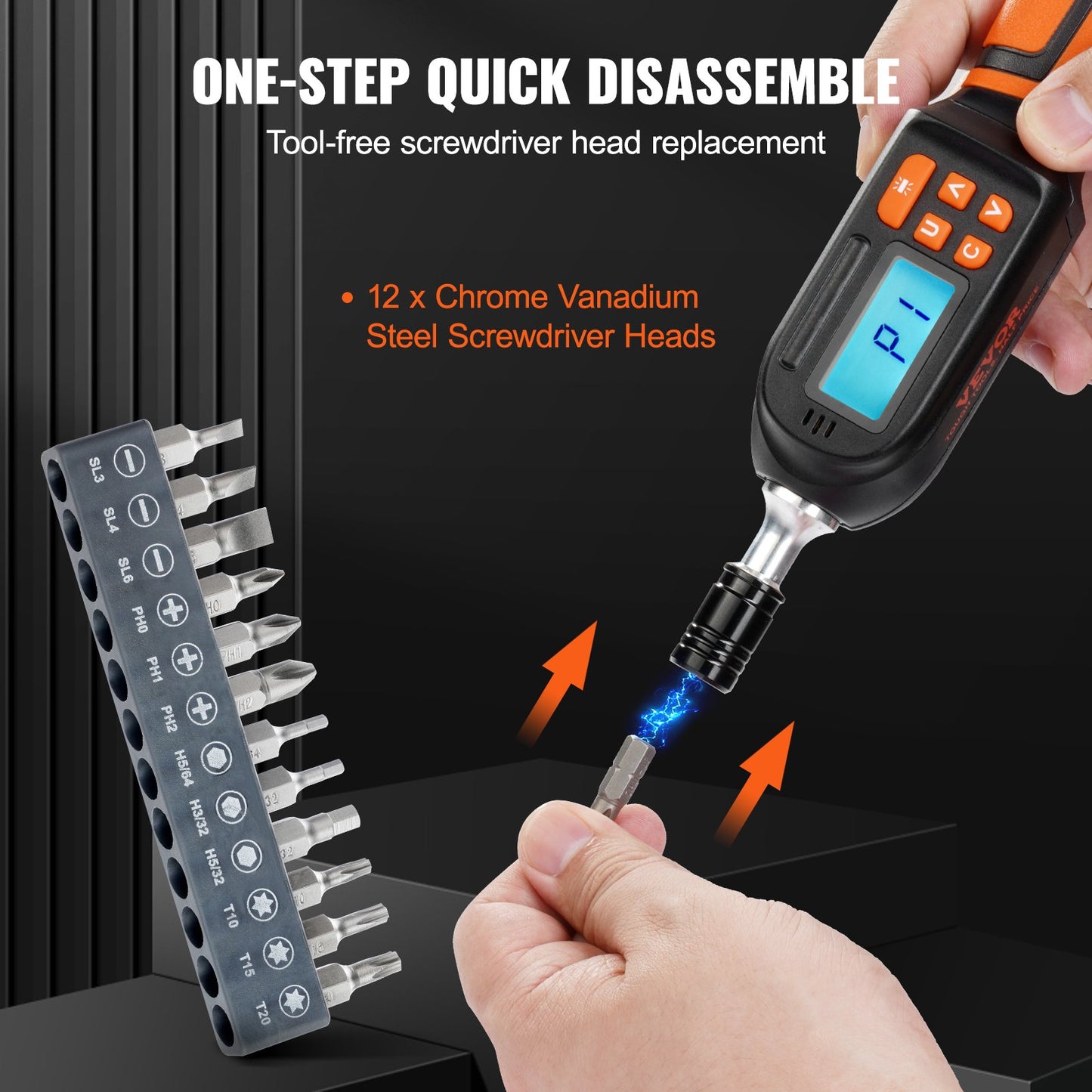 VEVOR Digital Torque Screwdriver, 1/4" Drive Screwdriver Torque Wrench, Electrician