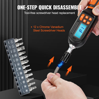 VEVOR Digital Torque Screwdriver, 1/4" Drive Screwdriver Torque Wrench, Electrician