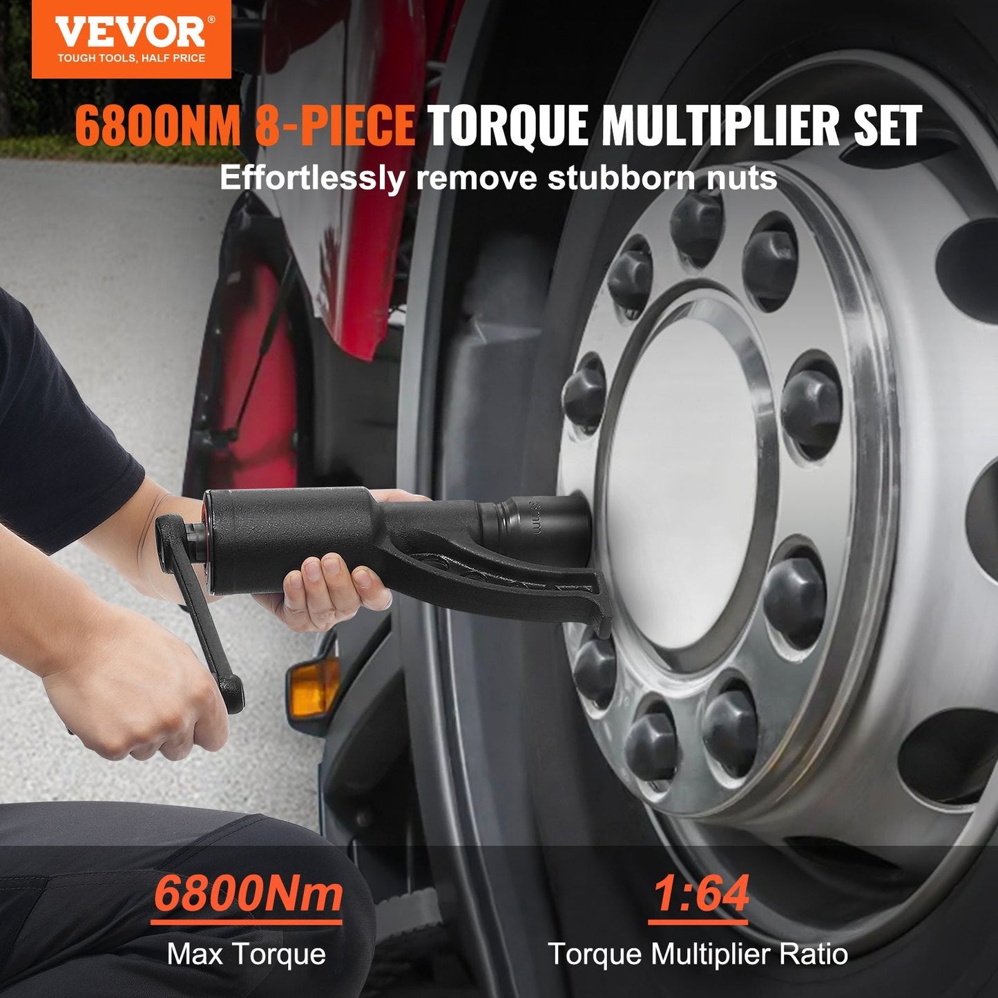 Heavy Duty Torque Multiplier Wrench Set, 1m Drive, 6800Nm, with 8 Sockets