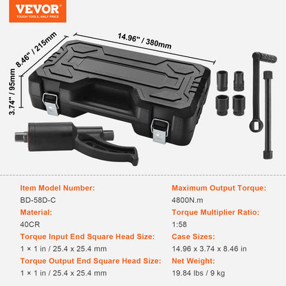 VEVOR Torque Multiplier, Heavy Duty Torque Multiplier Wrench Set, 1 Inch Drive Lug