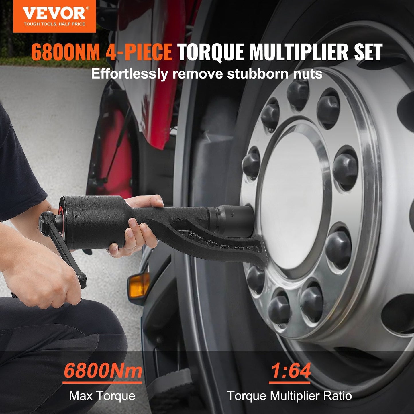 Heavy Duty 1m Drive Torque Multiplier Wrench Set with 4 Sockets & Case