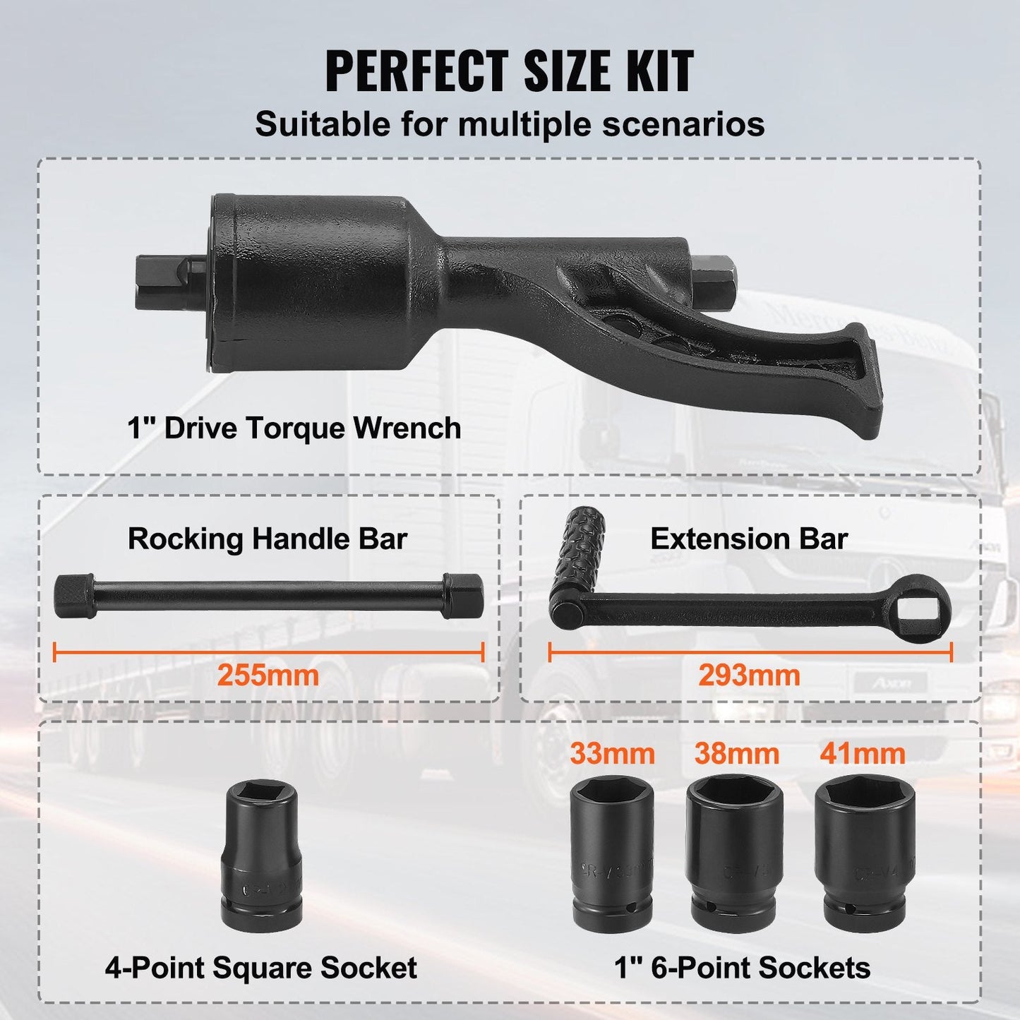 Heavy Duty 1m Drive Torque Multiplier Wrench Set with 4 Sockets & Case
