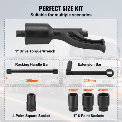 Heavy Duty 1m Drive Torque Multiplier Wrench Set with 4 Sockets & Case