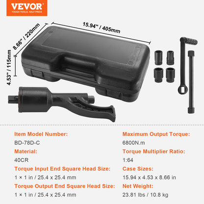VEVOR Torque Multiplier, Heavy Duty Torque Multiplier Wrench Set, 1 Inch Drive Lug