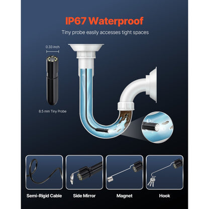 VEVOR Endoscope Camera 1920P HD Borescope for Android & IOS with 3m Cable