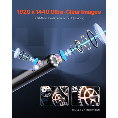 VEVOR Dual Lens Borescope Endoscope Camera for Android IOS & 3m Snake Cable