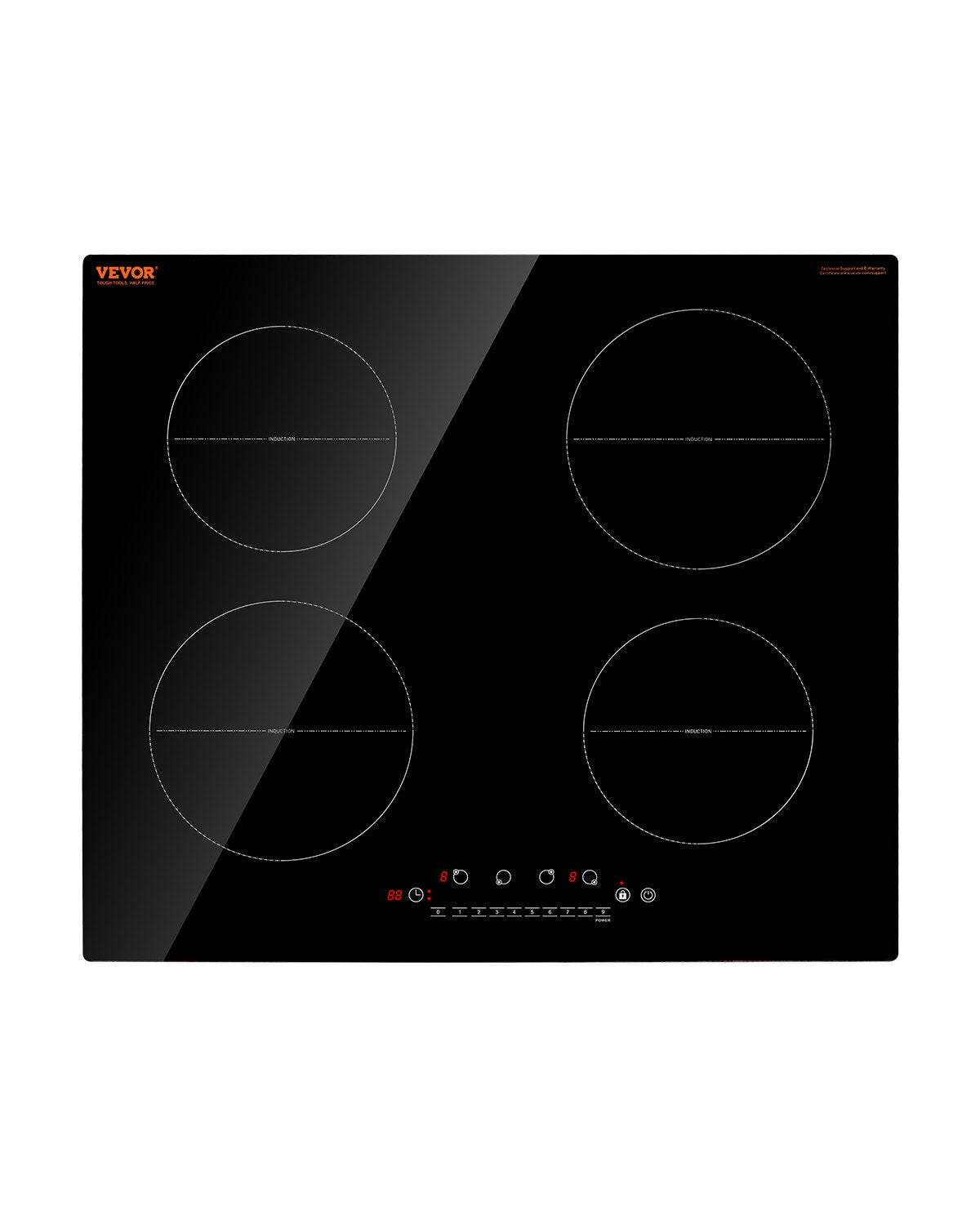 VEVOR 6000W 4 Burner Induction Cooktop Electric Countertop Burner Touch Control