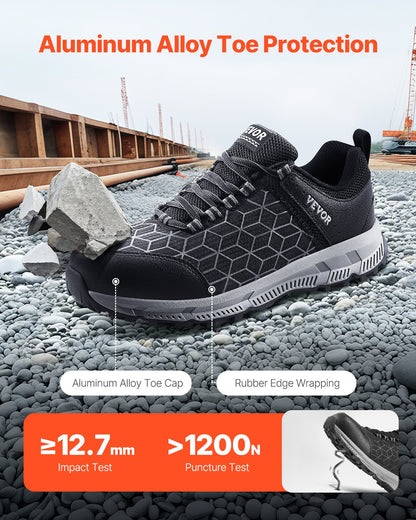 VEVOR Steel Toe Shoes for Men US Size 9.5 Wide Athletic Work Shoe Sneakers Black