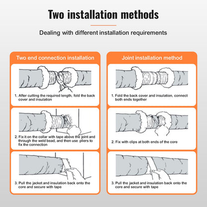 VEVOR Dryer Vent Hose, 127MM Insulated Flexible Duct 7.62M Long with 2 Duct Clamps,
