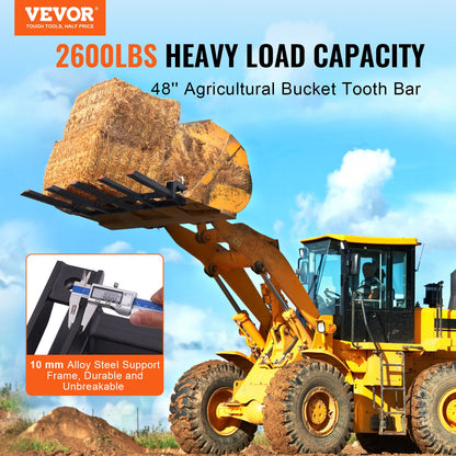 VEVOR Clamp on Debris Forks to 1200 mm Bucket, 1200 kg Capacity Heavy Duty Clamp