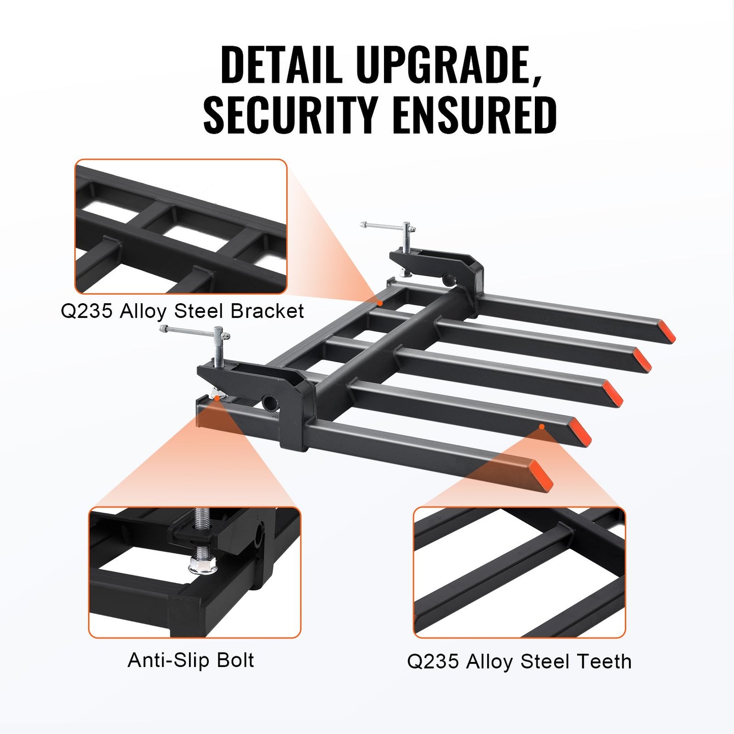 VEVOR Clamp on Debris Forks to 1200 mm Bucket, 1200 kg Capacity Heavy Duty Clamp