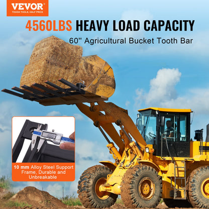 VEVOR Clamp on Debris Forks to 1500 mm Bucket, 2000 kg Capacity Heavy Duty Clamp